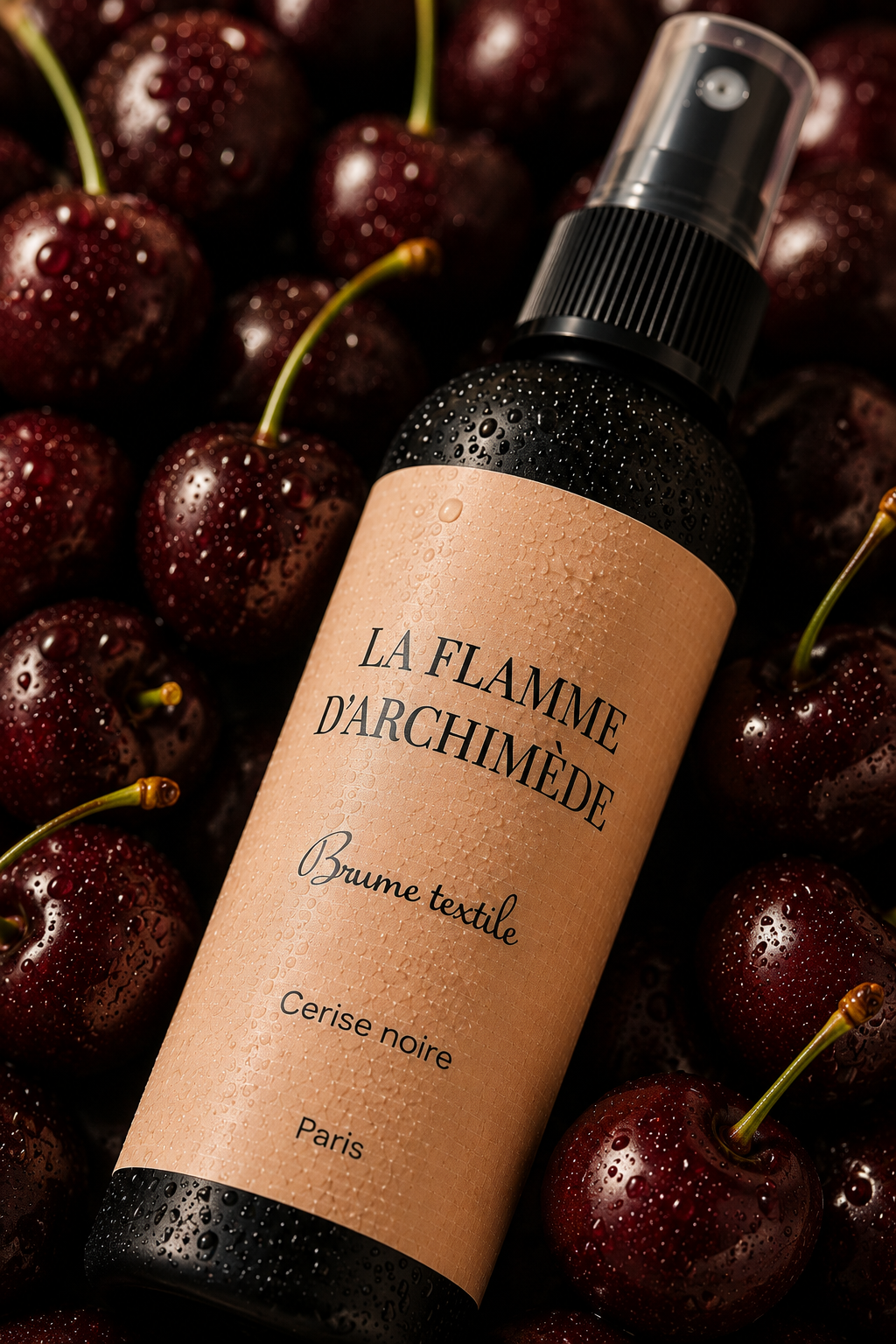Brume textile cerise noire